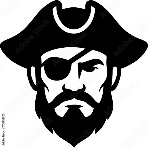 Minimalistic black silhouette of privateer head
