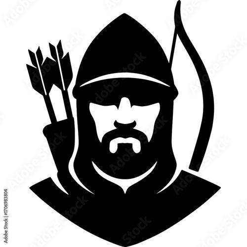 Minimalistic longbowman head silhouette
