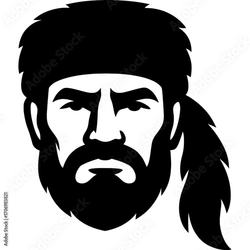 Minimalistic black silhouette of frontier scout head