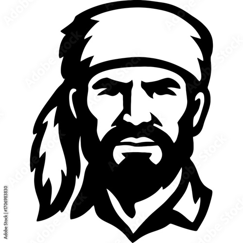 Minimalistic black silhouette of frontier scout head