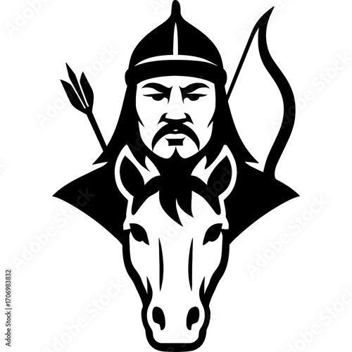 Minimalistic mongol horse archer silhouette