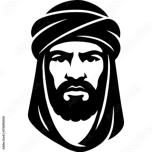 Minimalistic moorish horseman head silhouette