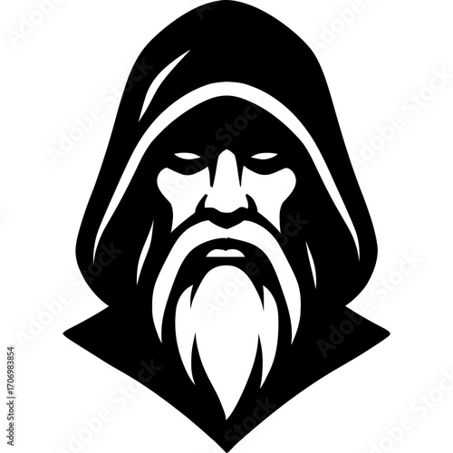 Minimalistic druid head silhouette