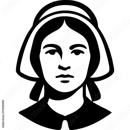 Minimalistic pioneer woman silhouette