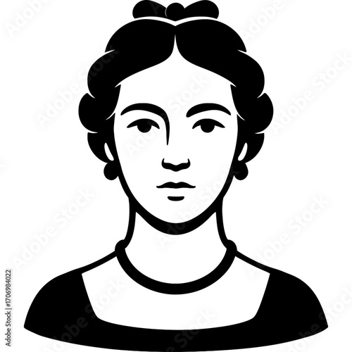 Minimalistic black silhouette of lady-in-waiting