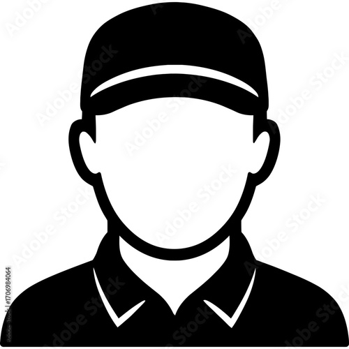 Minimalistic black silhouette of standard courier head