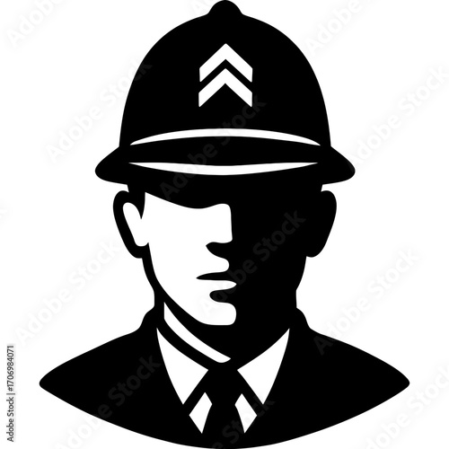 Black vector silhouette of watch sergeant head