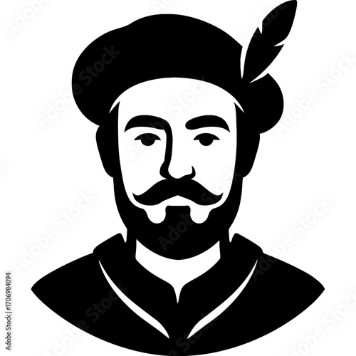 Minimalistic court poet silhouette design