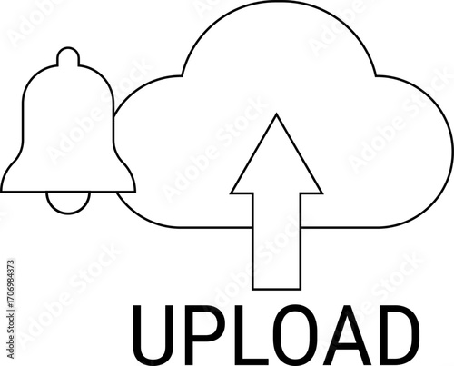 bell icon and upload icon with white background