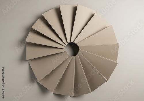 Abstract composition of earthy toned papers radiating from a central point