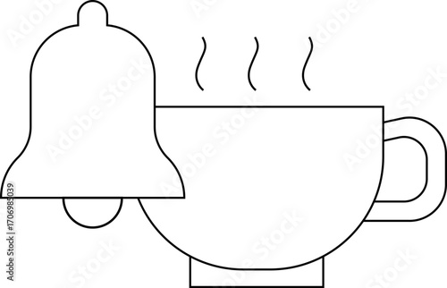 bell icon and coffee cup icon with white background