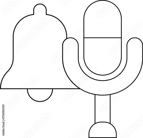 bell icon and microphone icon with white background