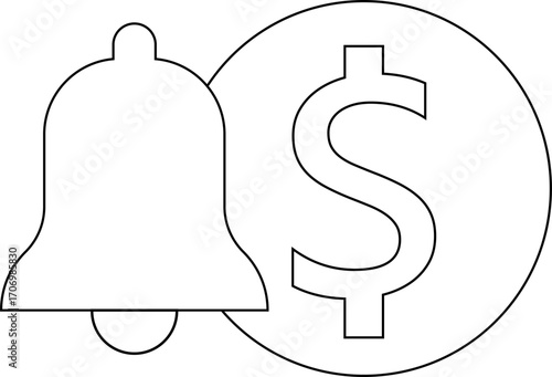bell icon and dollar coin icon with white background