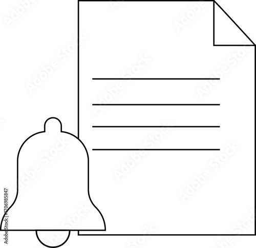 bell icon and document paper icon with white background