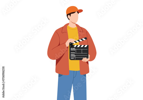 Illustration of filmmaker holding a clapperboard