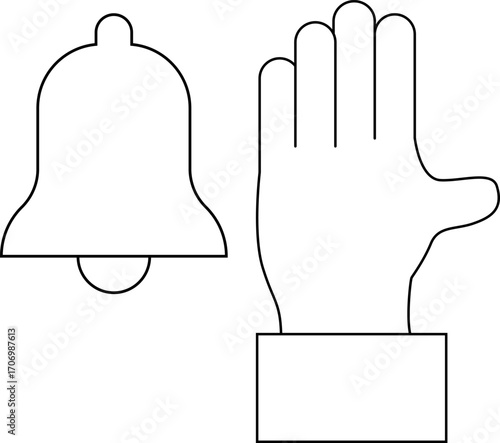 bell icon and palm icon with white background