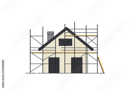 House Under Construction Scaffolding.