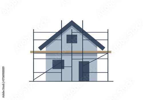 House Under Construction Detailed Blueprint.