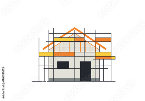 House Under Construction Scaffolding.