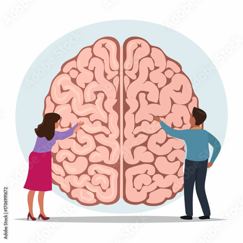 Intriguing brain exploration with colleagues, boosting innovation for business success, teamwork