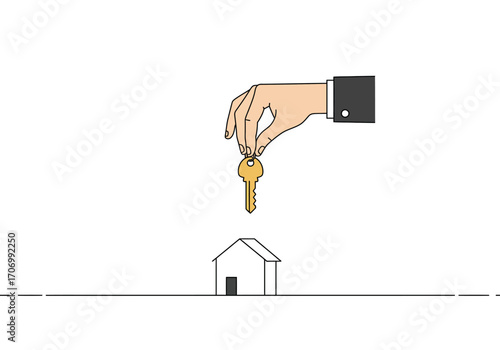 Real Estate Agent Handing Over House Keys.