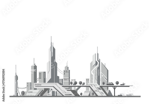 Futuristic Cityscape Architectural Design.
