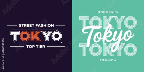 Tokyo street fashion typography premium casual style retro modern lettering graphic for apparel poster or t shirt design