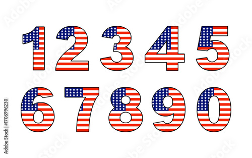 American flag numbers perfect for patriotic designs and celebrations