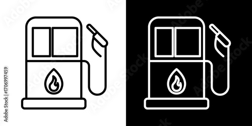 Fuel pump dispenser line art icon. Vector illustration of a gas station refuel symbol. Outline design isolated on black and white