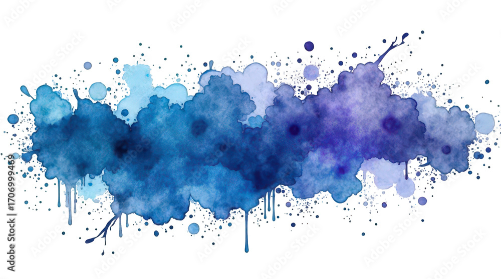 Obraz premium Abstract Blue Watercolor Splash Artistic Design on Transparent Background for Creative and Graphic Projects