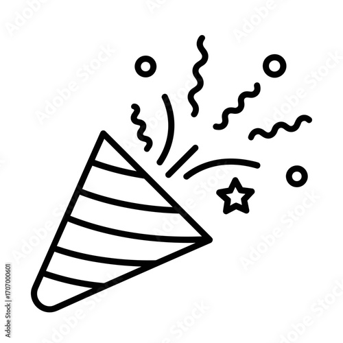 party popper line icon representing celebration and festive confetti