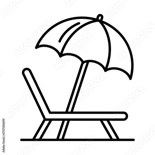beach chair line icon representing summer vacation and relaxation