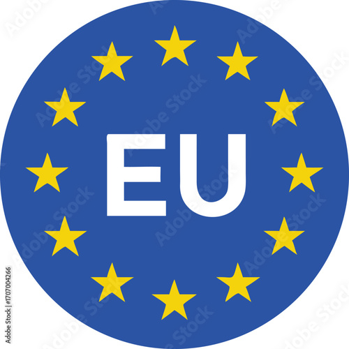 European union flag sign. EU symbol png transparent vector illustration. Made in EU label or sticker 
