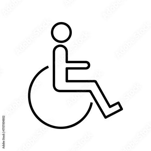 A blackoutlined wheelchair icon with a simple figure