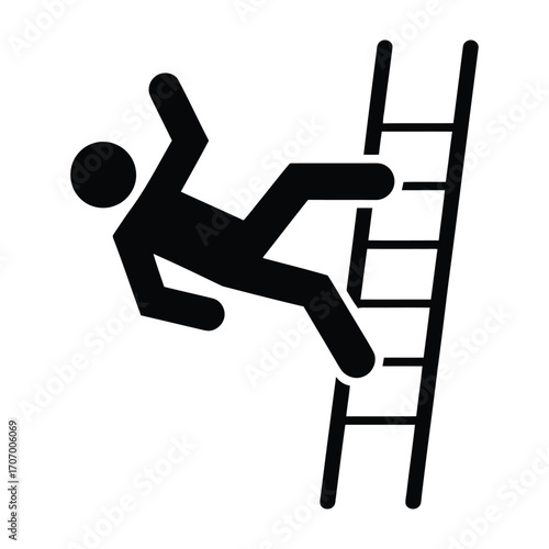Silhouette of a person falling off a ladder representing a safety warning or accident
