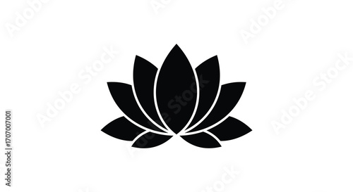 a simple black silhouette of a blooming lotus flower