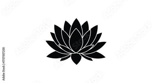a black silhouette of a blooming lotus flower