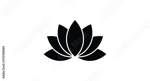 a simple black silhouette of a blooming lotus flower
