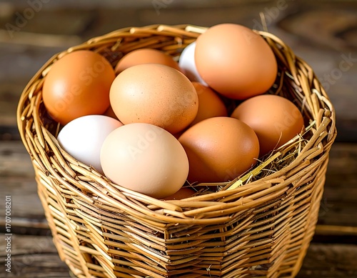 Wallpaper Mural Fresh eggs in a rustic basket Torontodigital.ca