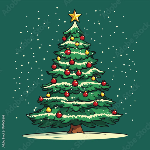 Christmas Tree , vector style simple color