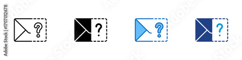 Corrupted Mail Multiple Style Icon Design Vector - Envelope with question mark, symbolizing unknown sender, suspicious mail, or missing info