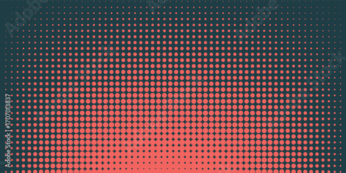 Vector Halftone Pattern Smooth Curved Border Red Blue Abstract Background. Dots Rounded Squares Blurry Pattern Pop Art Design Texture.