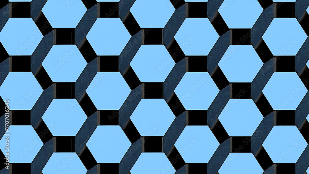 A vibrant, seamless vector illustration of a 3D soccer ball on a blue backdrop with a hexagonal honeycomb design A vibrant, seamless vector illustration of a 3D soccer ball on a blue backdrop with a hexagonal honeycomb design