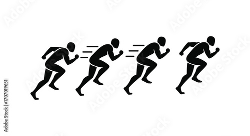 a sequence showing four stages of human running motion