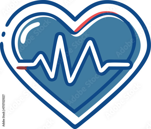 Blue heart with electrocardiogram line and red accents cardiology  vector style EPS file download