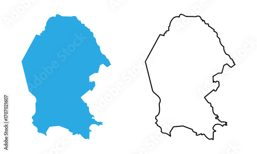 Map of Coahuila, a state of Mexico. Map with detailed outlines and blue silhouettes