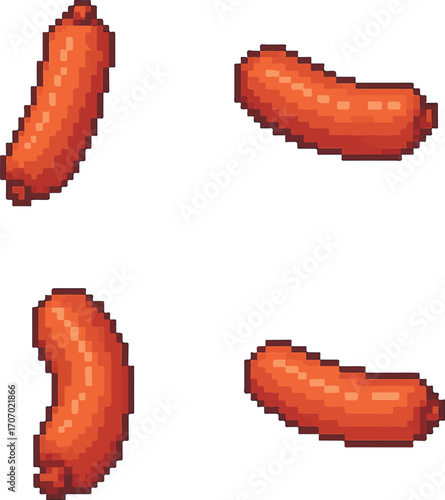 sausage pixel art, eps 10 illustration