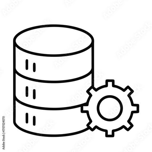 Database Management Icon – Data Storage with Settings Vector
