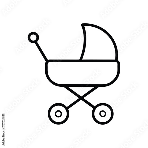 Baby Stroller Icon – Pram Vector
