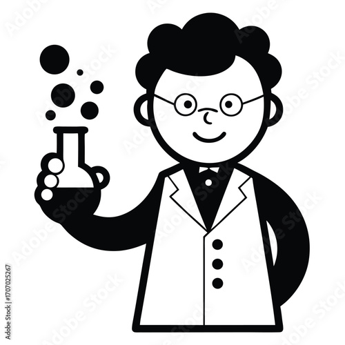 Funny Scientist Icon – Cartoon Chemist Vector